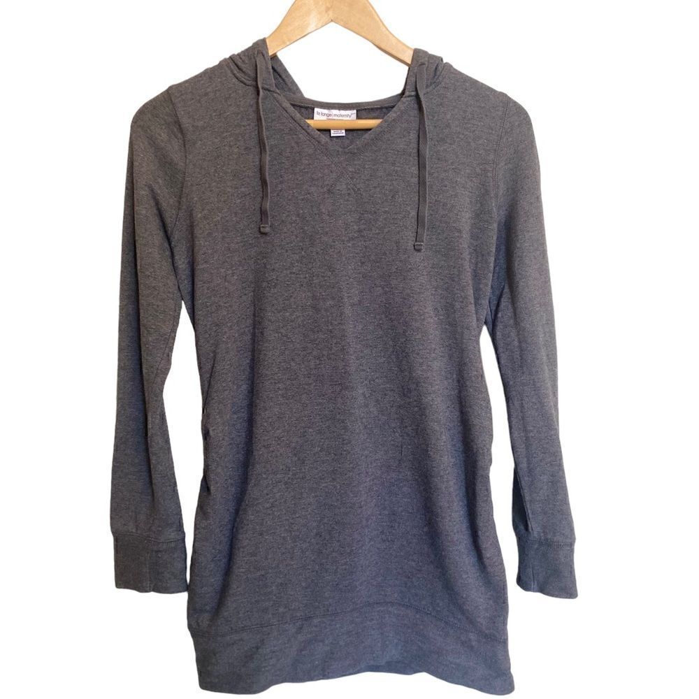 LIZ LANGE Maternity Gray Pull Over Hooded Sweatshirt Size XS